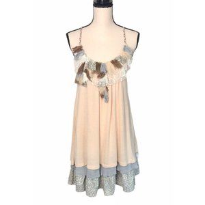 Anthropologie Ryu Layered Lace Fringe Dress Size L